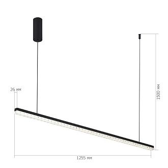 Подвесной светильник 125,5*2,6*-150 см, *LED, 32W, 4000K, ST-Luce Euclidics SL1018.423.01, черный