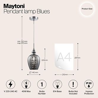 Подвес хрустальный Maytoni диаметр 170 мм Fusion MOD033-PL-01-N серый