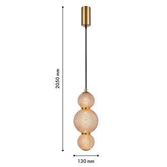 Подвес 13*44-205 см, 1*LED, 7W, 3000K, F-Promo Kiran 4612-1P, латунь