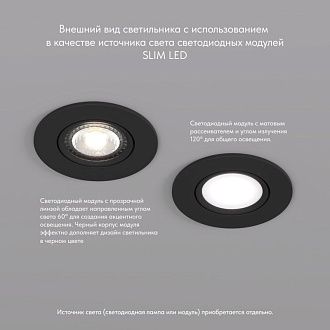 Светильник встраиваемый 9*9*2,5 см, вр 7,5 см, 1*GU5.3*10W, Denkirs Billum DK3020-BK, черный