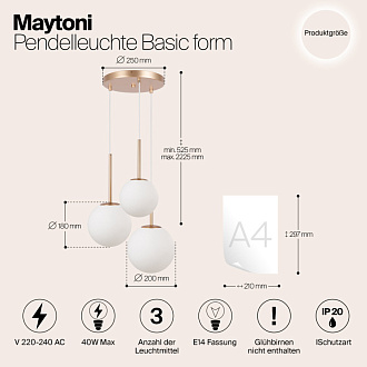 Светильник 40 см, Maytoni Basic form MOD321PL-03G1, золото