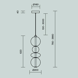 Подвесной светильник 20*20*387 см, LED, 36W, 3000К, Maytoni Futuro MOD307PL-L36BS3K латунный