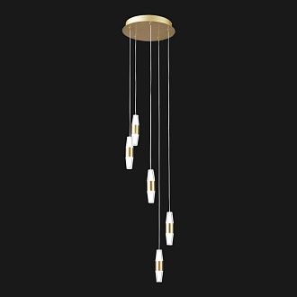 Люстра подвесная *25*80-150 см, 10*led*2W, 4000K, Lussole Hopkins LSP-7400, матовое золото