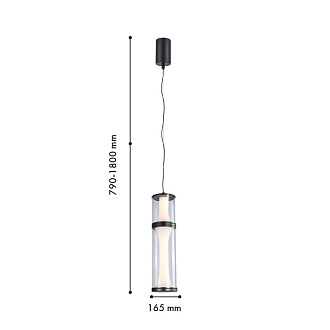 Подвесной светильник 16,5*180 см, 20W, Favourite Bones 4245-2P матовый черный, стекло дымчато-серого цвета и белый акрил