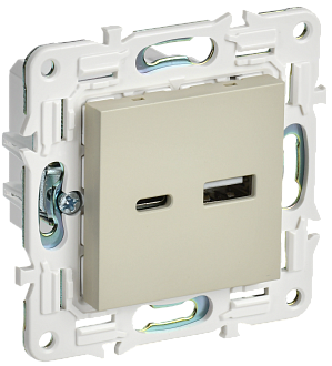 SKANDY Розетка USB A+C 3,1А SK-R14B беж. IEK, SK-U22-D31-K10