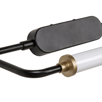 Подсветка 40 см Favourite Inspire 4100-1W, D165*W400*H165, каркас матового черного цвета с золотыми декоративными элементами, поворотный плафон, белый акриловый рассеиватель