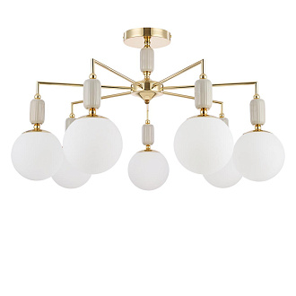 Люстра потолочная 81*47 см, 7*E14 Lumion Vivien 6580/7C французское золото, серый