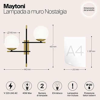 Бра Maytoni Nostalgia MOD050WL-02G, матовое золото