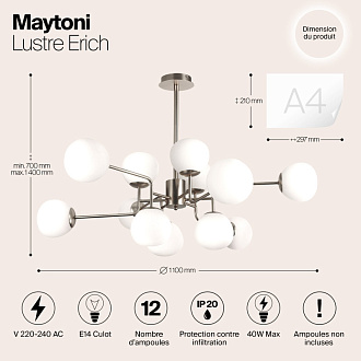 Подвесная люстра Maytoni Erich MOD221-PL-12-N, никель