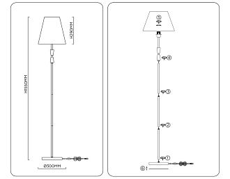Торшер с абажуром **155- см, 1*E27*60W, K, Ambrella Light High Light LH75059, латунь