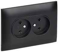 SKANDY Розетка 2-я без з/к с з/ш 10А сб. SK-R09Bl черн. IEK, SK-R23-10-K02-F