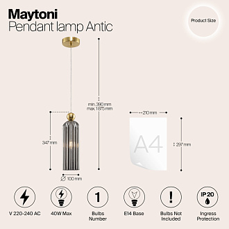 Светильник 10 см, Maytoni Antic MOD302PL-01GR, латунь