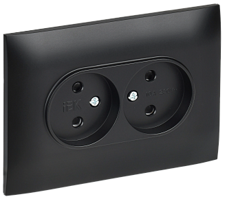 SKANDY Розетка 2-я без з/к с з/ш 10А сб. SK-R09Bl черн. IEK, SK-R23-10-K02-F