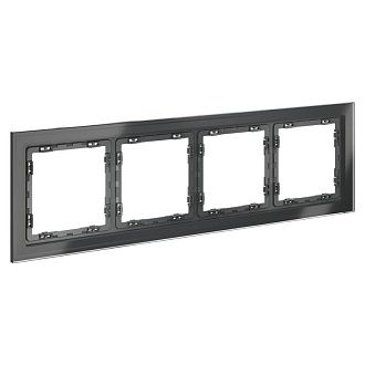 Рамка стеклянная Voltum S70 на 4 поста, графит, стекло Стекло/пластик  VLS110407