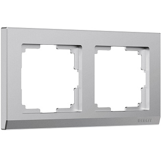 W0021865 Рамка на 2 поста Stark, серебряный матовый Werkel, 4690389194948
