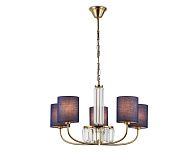 Подвесная люстра с абажурами и хрусталем **84- см, 5*E14*40W, K, Ambrella Light High Light LH71271, латунь
