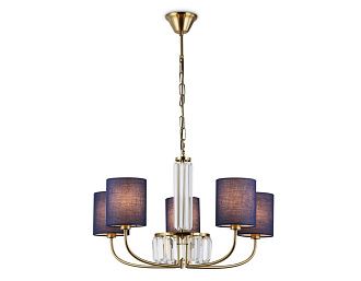 Подвесная люстра с абажурами и хрусталем **84- см, 5*E14*40W, K, Ambrella Light High Light LH71271, латунь
