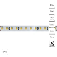 A4812010-05-3K Светодиодная лента 48В 14Вт/м 1400Лм/м 3000К 90+ 10мм SMD2835 120шт/м 5м IP20 Arte Lamp Tape