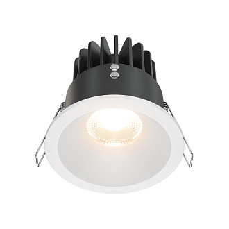 Светильник, 8.5 см, 12W, 3000К, белый, теплый свет, Maytoni Yin DL034-2-L12W, встраиваемый LED, вр 7,5 см