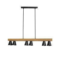 Подвесная люстра Favourite Piffero 2984-6P, L910*W85*H165/1665, каркас светильника сочетает два материала - дерево и металл в черном цвете
