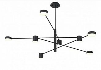 Люстра подвесная светодиодная Kink Light Мекли 07650-8,19, черная диаметр 75