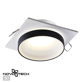 Встраиваемый светильник 9/7 см, GU10, IP44 Novotech WATER 370788 белый/черный, вр 7 см