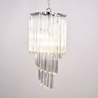 Подвесная люстра Odeon Chandelier Glass Clear 30*30*69 см, 3*E14*40W, ImperiumLoft 40.1929-2, Хром