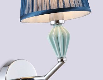 Бра с абажуром и декором из керамики 23*15*30- см, 1*E14*40W, K, Ambrella Light High Light LH75065, хром