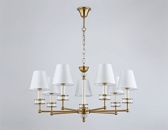 Подвесная люстра с абажурами и хрусталем **44-113 см, 7*E14*40W, K, Ambrella Light High Light LH71023, латунь