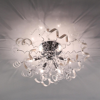Потолочная люстра Citilux Рандом CL222161, диаметр 70 см, стекло белое/прозрачное