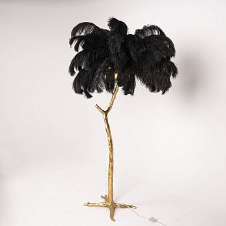 Торшер страусиные перья Feather Lamp A MODERN GRAND TOUR черный 180*40*40 см, 5*E14*40W, ImperiumLoft 41.108-0, Латунь