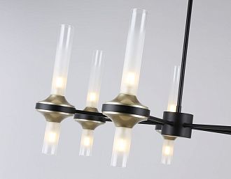 Люстра со стеклянными плафонами на штанге **69- см, 14*G9*30W, K, Ambrella Light High Light LH55353, черный, золото