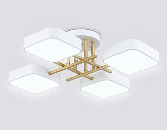 Люстра светодиодная на штанге 55*55*15- см, **W, 3000-6000K, Ambrella Light Comfort FL516341, белый, золото