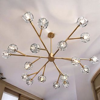 Люстра на штанге Boule De Cristal Round Chandelier 18 120*120*30 см, 18*G9*40W, ImperiumLoft 40.1218, Латунь