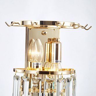 Бра Favourite Dolor 2982-2W, D160*W270*H310, золотой гальваники, декоративные лепестки из белого и серого стекла, хрусталь оригинальной прямоугольной формы высшего качества