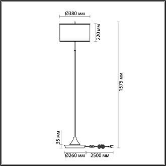 Торшер 38*38*157,5 см, 2 Е27*10W, Odeon Light Bergi, античная бронза 5064/2F