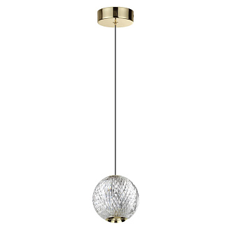 Подвес 11*11*263,5 см, 1 LED*5W, 4000 К, Odeon Light Crystal, золотой 5008/5LA