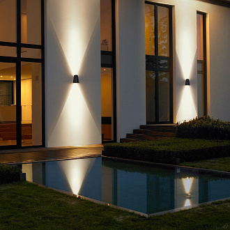 Уличный настенный светильник 12,5*16 см, 2*LED*3W 3000K LOFT IT Eterno 100004/2 черный