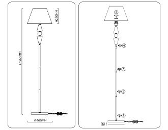 Торшер с абажуром **156- см, 1*E27*40W, K, Ambrella Light High Light LH75265, cатин никель