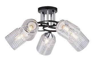 Люстра Ø500 x H240, мм, 5*40W (200W), BK+CH(ЧЁРНЫЙ+ХРОМ) Rilon 2246/5 BK+CH