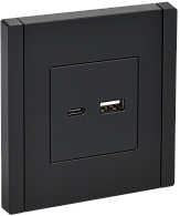 Розетка USB A+C 18Вт FP151 черный  IEK FORTE&PIANO, FP-U22-018-K02