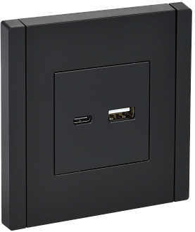Розетка USB A+C 18Вт FP151 черный  IEK FORTE&PIANO, FP-U22-018-K02