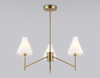 Люстра со стеклянными плафонами на штанге **59- см, 3*E14*40W, K, Ambrella Light High Light LH57131, латунь