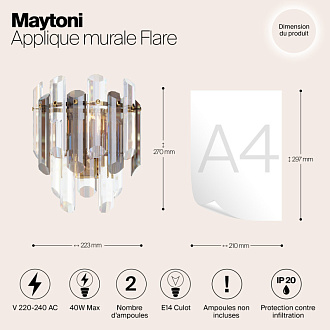 Бра Maytoni Diamant Crystal Flare DIA200WL-02G, золото
