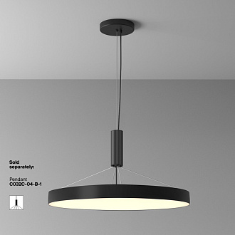 Накладной светильник 60*60*6 см, LED, 90W, 3000К, Maytoni Technical Zon C032CL-90W3K-RD-B черный