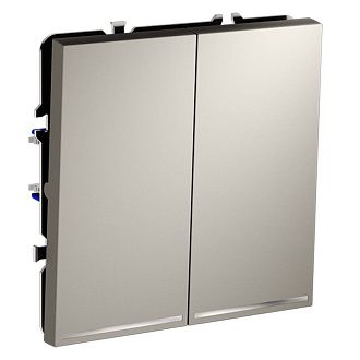 Проходной переключатель встраиваемый Voltum S70 двухклавишный с подсветкой 10А, кашемир пластик Soft touch VLS020403