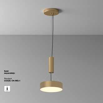Накладной светильник 22*22*6 см, LED, 24W, 3000К, Maytoni Technical Zon C032CL-24W3K-RD-MG золото матовое