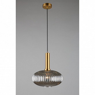 Светильник подвесной Omnilux Menfi OML-99336-01, диаметр 30 см, бронза/дымчатый