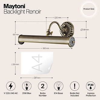 Подсветка 34 см Maytoni Picture 8 PIC118-22-R бронза