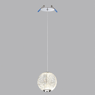 Подвес 11*11*263,5 см, 1 LED*5W, 4000 К, Odeon Light Crystal, хром 5007/5LA